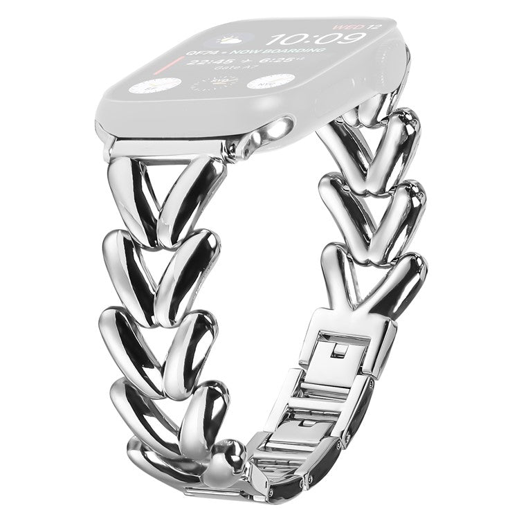 Strap for Apple Watch Series 10 46mm / Ultra 2 / Ultra 49mm / 9 8 7 45mm / SE (2023) SE (2022) SE 6 5 4 44mm / 3 2 1 42mm Twisted Metal Band - Silver