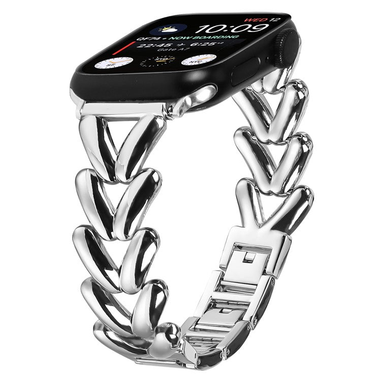 Strap for Apple Watch Series 10 46mm / Ultra 2 / Ultra 49mm / 9 8 7 45mm / SE (2023) SE (2022) SE 6 5 4 44mm / 3 2 1 42mm Twisted Metal Band - Silver