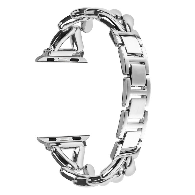 Strap for Apple Watch Series 10 46mm / Ultra 2 / Ultra 49mm / 9 8 7 45mm / SE (2023) SE (2022) SE 6 5 4 44mm / 3 2 1 42mm Twisted Metal Band - Silver