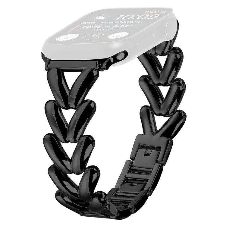 Strap for Apple Watch Series 10 42mm / 9 8 7 41mm / SE (2023) SE (2022) SE 6 5 4 40mm / 3 2 1 38mm Twisted Metal Zinc Alloy Watch Band - Black