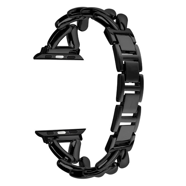 Strap for Apple Watch Series 10 42mm / 9 8 7 41mm / SE (2023) SE (2022) SE 6 5 4 40mm / 3 2 1 38mm Twisted Metal Zinc Alloy Watch Band - Black