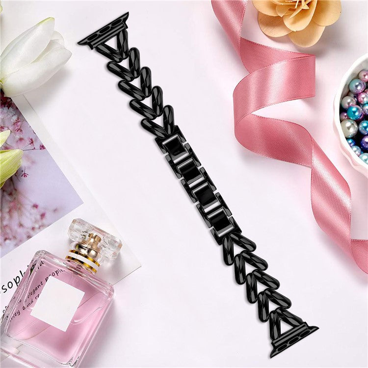 Strap for Apple Watch Series 10 42mm / 9 8 7 41mm / SE (2023) SE (2022) SE 6 5 4 40mm / 3 2 1 38mm Twisted Metal Zinc Alloy Watch Band - Black