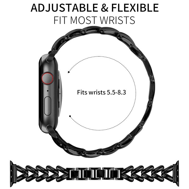 Strap for Apple Watch Series 10 42mm / 9 8 7 41mm / SE (2023) SE (2022) SE 6 5 4 40mm / 3 2 1 38mm Twisted Metal Zinc Alloy Watch Band - Black