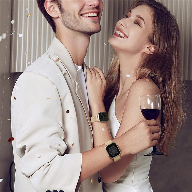 For Apple Watch Series 10 42mm / 9 8 7 41mm / SE (2023) SE (2022) SE 6 5 4 40mm / 3 2 1 38mm Metal Strap Watchband - Champagne Gold