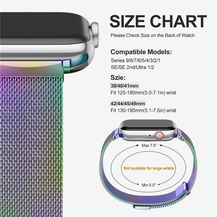For Apple Watch 10 46mm / Ultra 2 / Ultra 49mm / 9 8 7 45mm / SE (2023) SE (2022) SE 6 5 4 44mm / 3 2 1 42mm Metal Strap Watchband - Multi-color