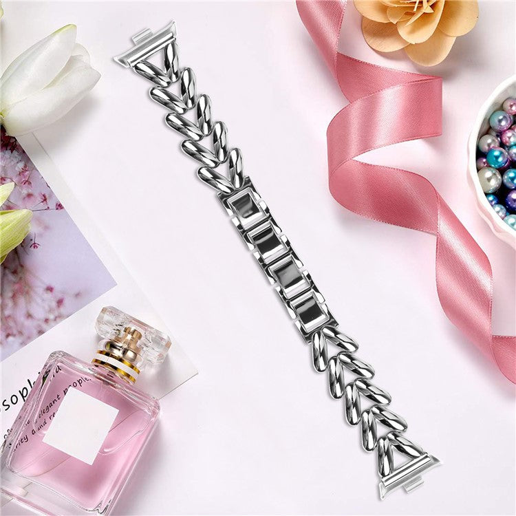 Zinc Alloy Watch Band for Xiaomi Smart Band 8 Pro Twisted Metal Watch Strap Replacement - Silver