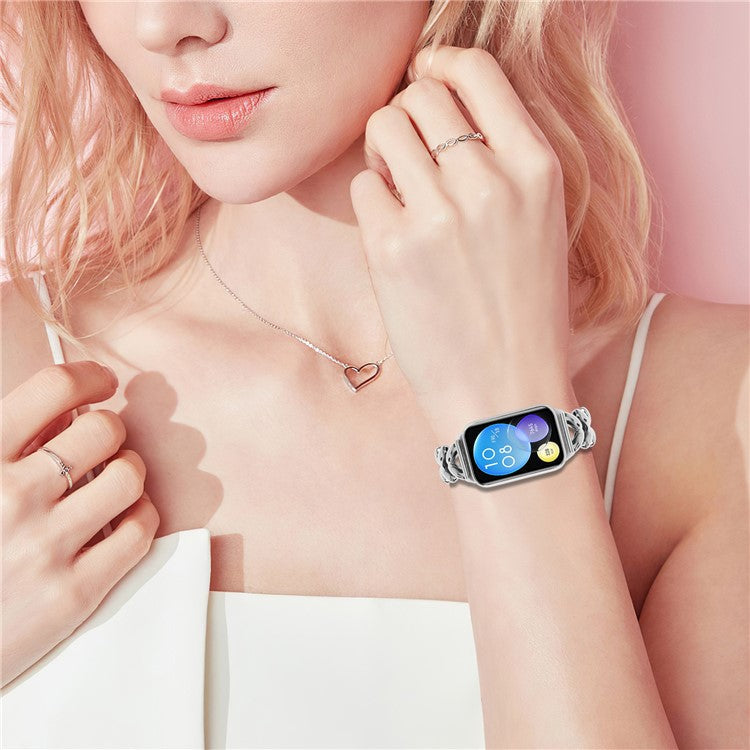 Zinc Alloy Watch Band for Xiaomi Smart Band 8 Pro Twisted Metal Watch Strap Replacement - Silver