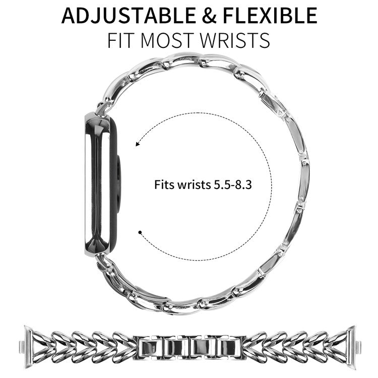 Zinc Alloy Watch Band for Xiaomi Smart Band 8 Pro Twisted Metal Watch Strap Replacement - Silver