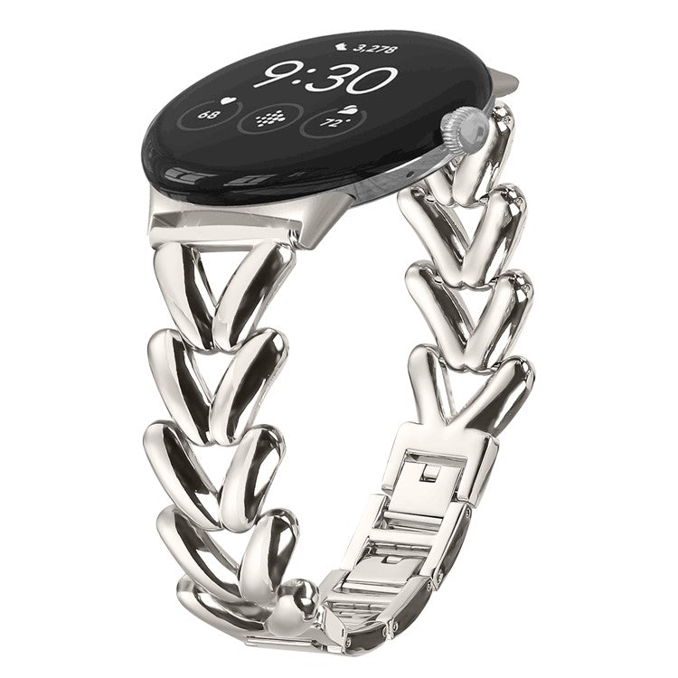 Zinc Alloy Watch Band for Google Pixel Watch 3 41mm  /  Pixel Watch 2  /  Pixel Watch Twisted Metal Watch Strap Replacement - Starlight