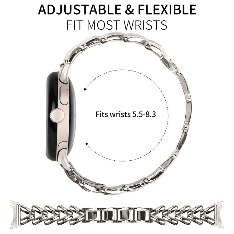 Zinc Alloy Watch Band for Google Pixel Watch 3 41mm  /  Pixel Watch 2  /  Pixel Watch Twisted Metal Watch Strap Replacement - Starlight