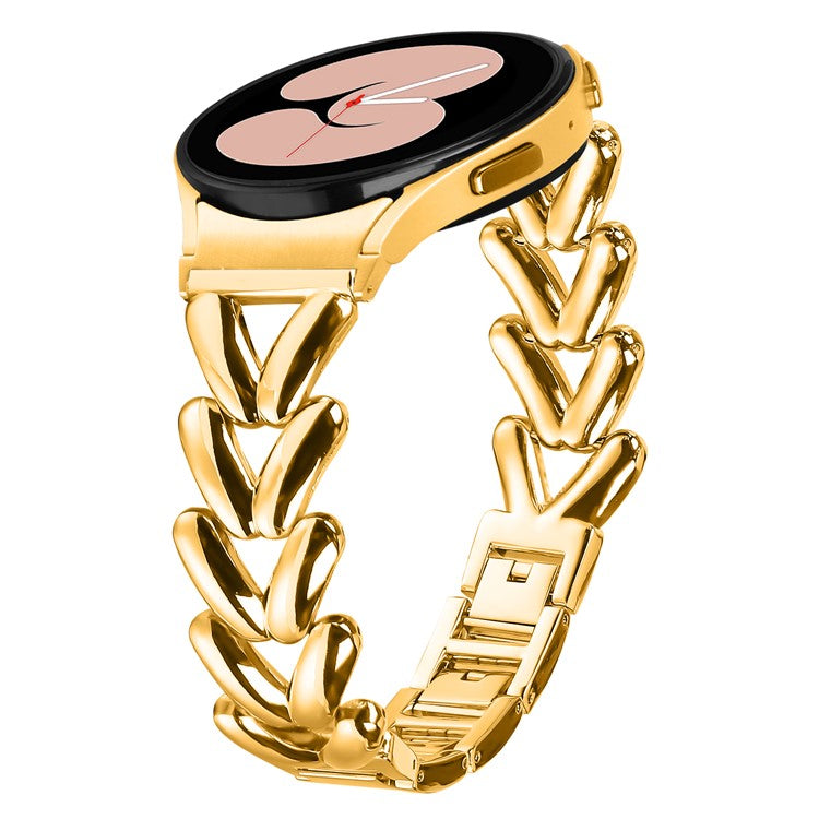 Zinc Alloy Watch Band for Samsung Galaxy Watch 5  /  Watch4 40mm  /  44mm  /  45mm  /  46mm Twisted Watch Strap with Quick Release Connector - Gold