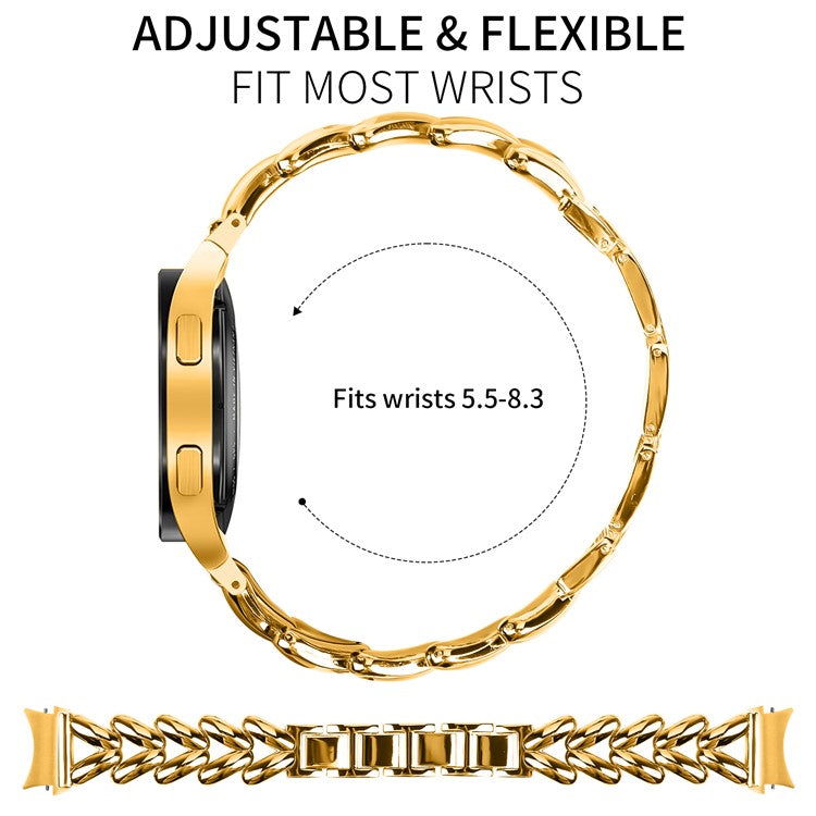Zinc Alloy Watch Band for Samsung Galaxy Watch 5  /  Watch4 40mm  /  44mm  /  45mm  /  46mm Twisted Watch Strap with Quick Release Connector - Gold