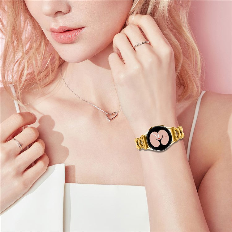 Zinc Alloy Watch Band for Samsung Galaxy Watch 5  /  Watch4 40mm  /  44mm  /  45mm  /  46mm Twisted Watch Strap with Quick Release Connector - Gold