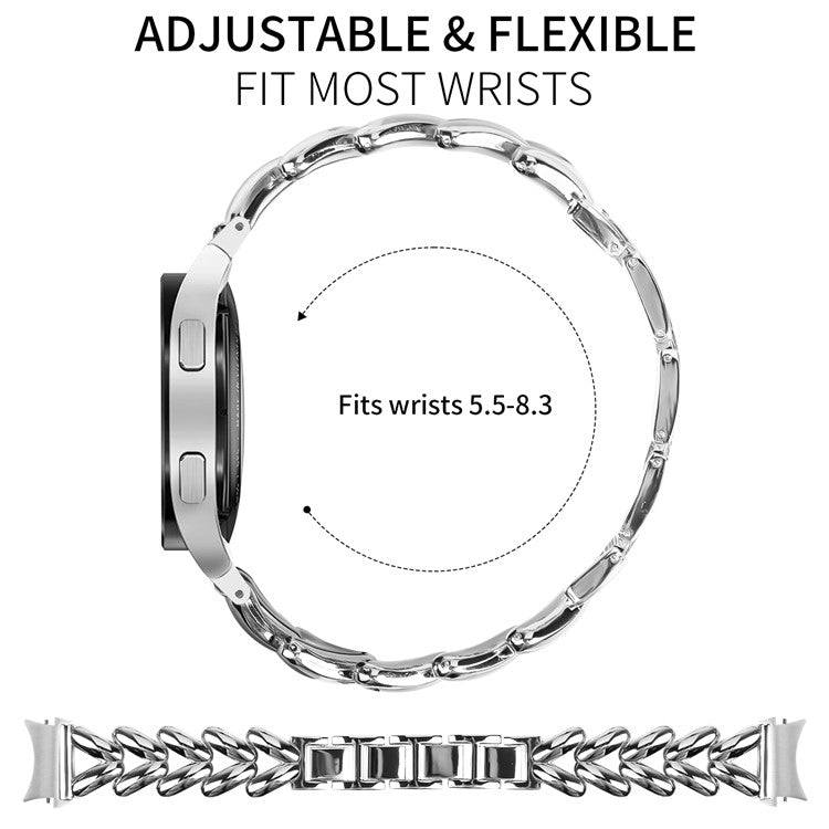 Zinc Alloy Watch Band for Samsung Galaxy Watch 5  /  Watch4 40mm  /  44mm  /  45mm  /  46mm Twisted Watch Strap with Quick Release Connector - Silver