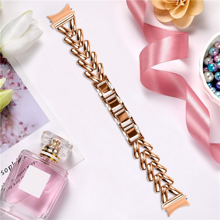 Zinc Alloy Watch Band for Samsung Galaxy Watch7 44mm  /  40mm Twisted Watch Strap with Quick Release Connector - Rose Gold