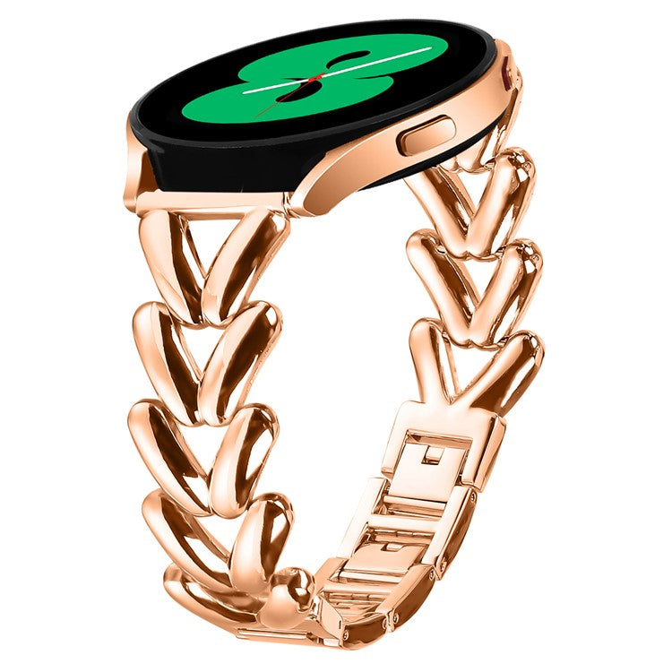 Zinc Alloy Watch Band for Samsung Galaxy Watch4 44mm  /  40mm Twisted Metal Watch Strap Replacement - Rose Gold