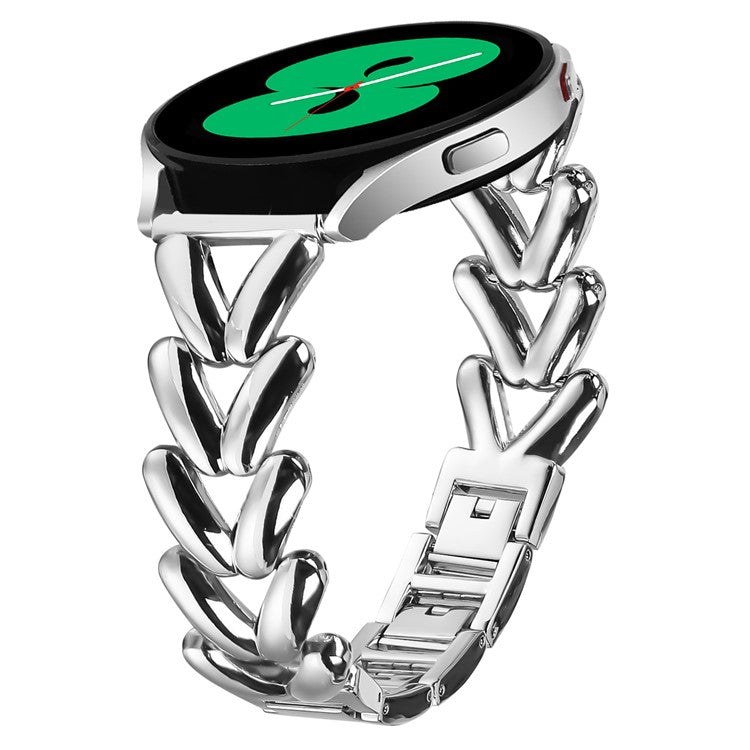 Zinc Alloy Watch Band for Samsung Galaxy Watch4 44mm  /  40mm Twisted Metal Watch Strap Replacement - Silver