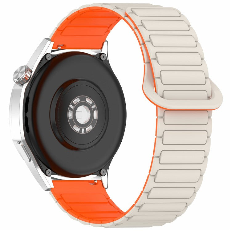 For Samsung Galaxy Watch7 44mm / 40mm / Watch FE 40mm / Watch6 40mm / 44mm Silicone Band Dual Color 20mm Magnetic Watch Strap - Starlight / Orange