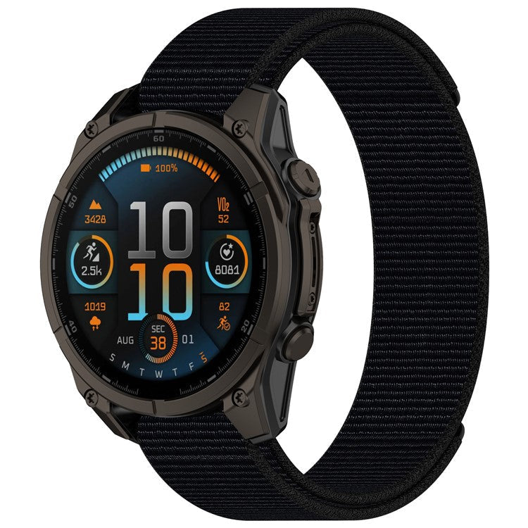 For Garmin Fenix 8 47mm / Garmin Fenix 7 / 6 / 5 Watch Strap Nylon Adjustable Wristband Strap - Black