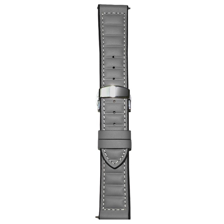 For Samsung Galaxy Watch7 44mm 40mm / Watch FE 40mm Universal 20mm Genuine Cowhide Leather Watch Strap - Grey