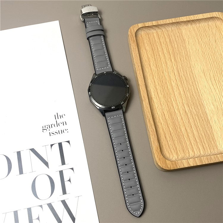 For Samsung Galaxy Watch7 44mm 40mm / Watch FE 40mm Universal 20mm Genuine Cowhide Leather Watch Strap - Grey