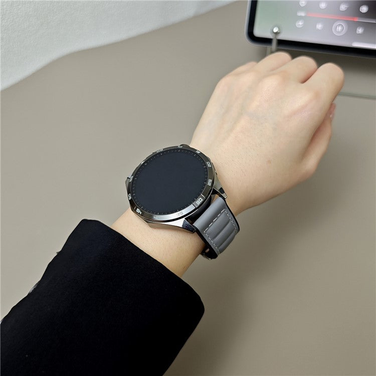 For Samsung Galaxy Watch7 44mm 40mm / Watch FE 40mm Universal 20mm Genuine Cowhide Leather Watch Strap - Grey