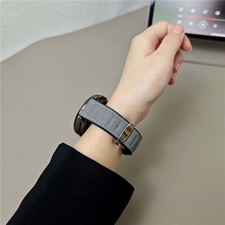 For Samsung Galaxy Watch7 44mm 40mm / Watch FE 40mm Universal 20mm Genuine Cowhide Leather Watch Strap - Grey