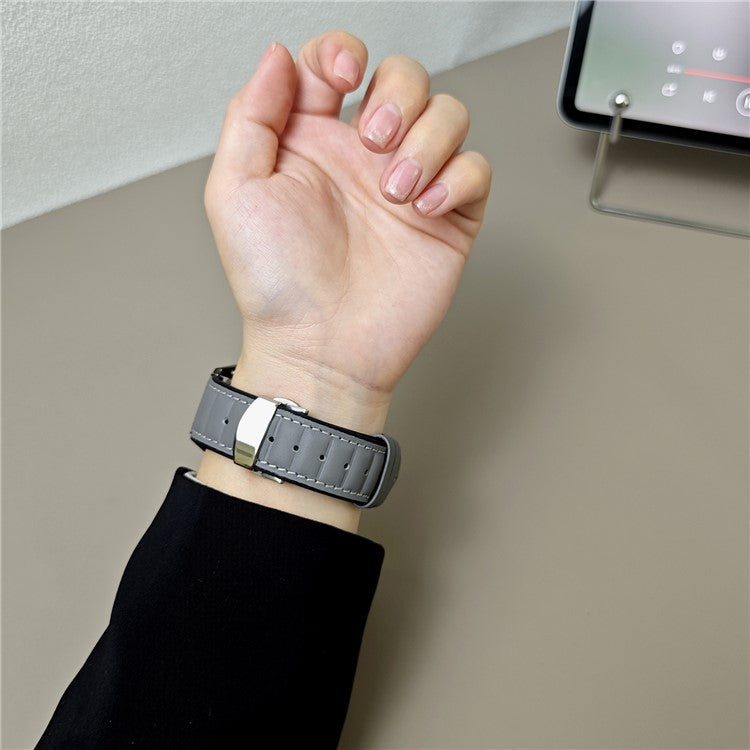 For Samsung Galaxy Watch7 44mm 40mm / Watch FE 40mm Universal 20mm Genuine Cowhide Leather Watch Strap - Grey