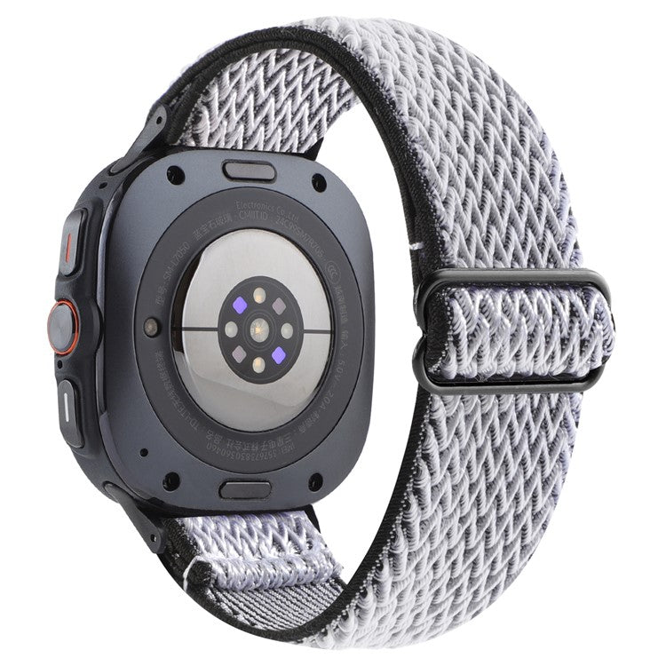 For Samsung Galaxy Watch Ultra 47mm Woven Watchband Wave Texture Watch Strap - White / Black