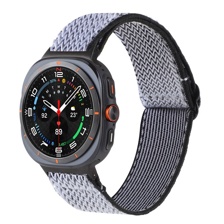 For Samsung Galaxy Watch Ultra 47mm Woven Watchband Wave Texture Watch Strap - White / Black