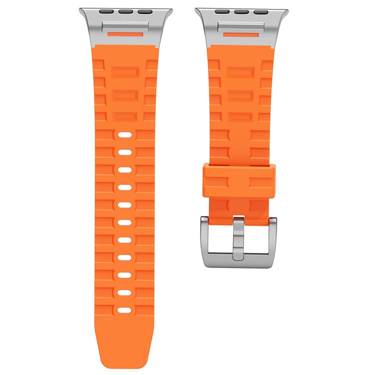 Liquid Silicone Strap for Apple Watch Series 10 46mm / Ultra 2 / Ultra 49mm / 9 8 7 45mm / SE (2023) SE (2022) SE 6 5 4 44mm / 3 2 1 42mm - Orange