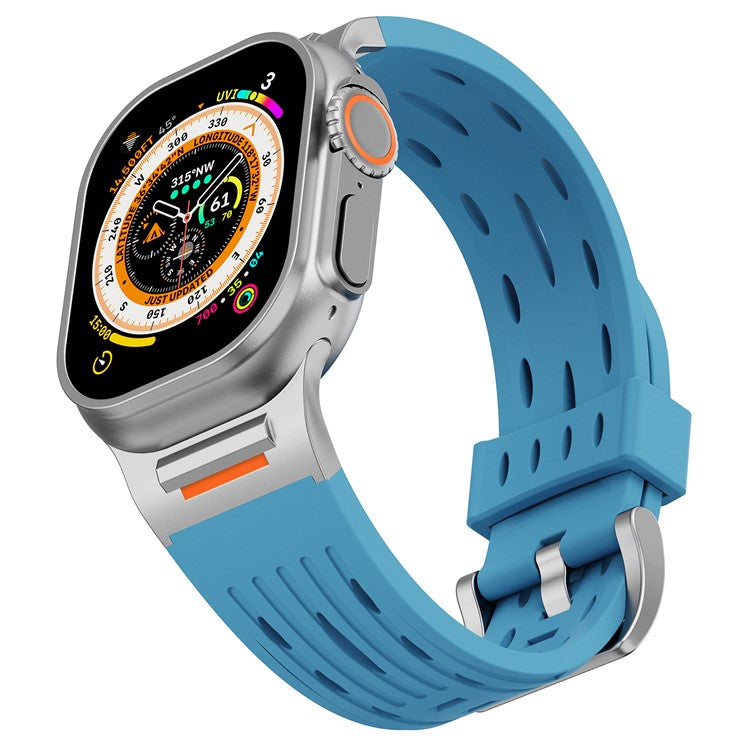 Multiple Holes Watch Strap for Apple Watch Series 10 46mm / Ultra 2 / Ultra 49mm / 9 8 7 45mm / SE (2023) SE (2022) SE 6 5 4 44mm / 3 2 1 42mm - Blue