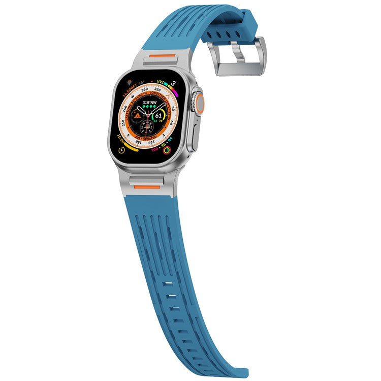 Multiple Holes Watch Strap for Apple Watch Series 10 46mm / Ultra 2 / Ultra 49mm / 9 8 7 45mm / SE (2023) SE (2022) SE 6 5 4 44mm / 3 2 1 42mm - Blue