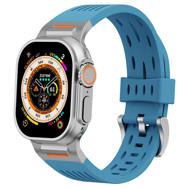 Multiple Holes Watch Strap for Apple Watch Series 10 46mm / Ultra 2 / Ultra 49mm / 9 8 7 45mm / SE (2023) SE (2022) SE 6 5 4 44mm / 3 2 1 42mm - Blue