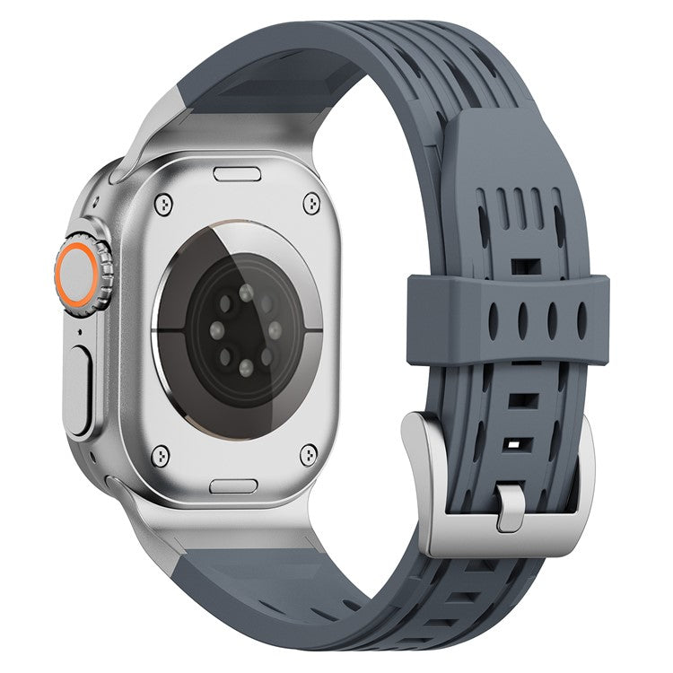 Multiple Holes Watch Strap for Apple Watch Series 10 46mm / Ultra 2 / Ultra 49mm / 9 8 7 45mm / SE (2023) SE (2022) SE 6 5 4 44mm / 3 2 1 42mm - Grey
