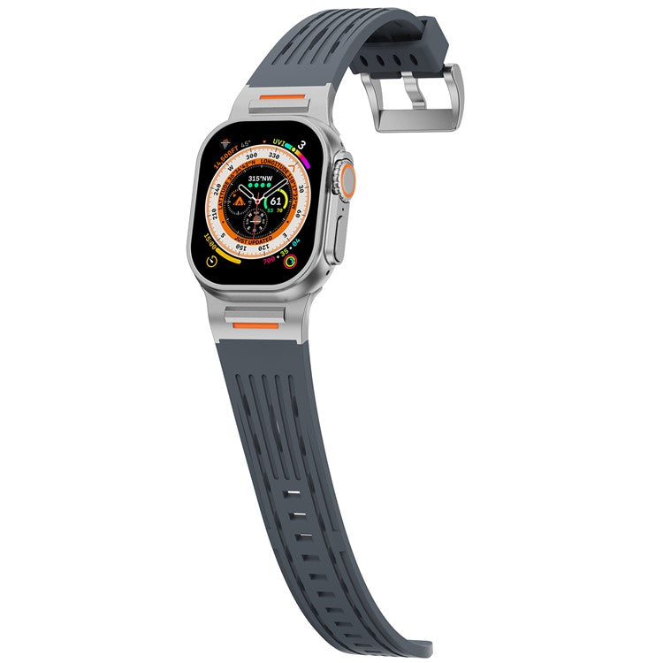 Multiple Holes Watch Strap for Apple Watch Series 10 46mm / Ultra 2 / Ultra 49mm / 9 8 7 45mm / SE (2023) SE (2022) SE 6 5 4 44mm / 3 2 1 42mm - Grey