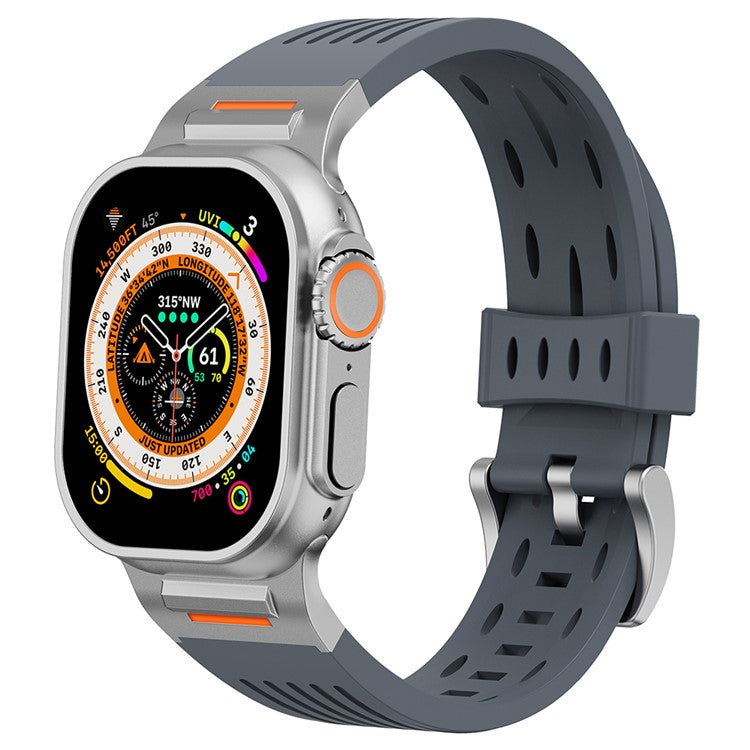 Multiple Holes Watch Strap for Apple Watch Series 10 46mm / Ultra 2 / Ultra 49mm / 9 8 7 45mm / SE (2023) SE (2022) SE 6 5 4 44mm / 3 2 1 42mm - Grey