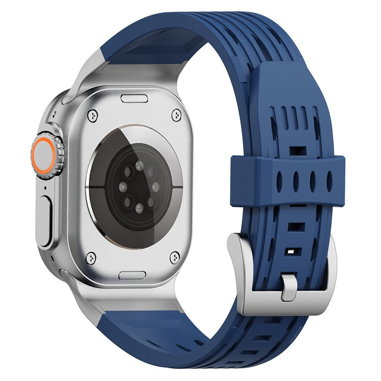 Multiple Holes Watch Strap for Apple Watch Series 10 46mm / Ultra 2 / Ultra 49mm / 9 8 7 45mm / SE (2023) SE (2022) SE 6 5 4 44mm / 3 2 1 42mm - Midnight Blue