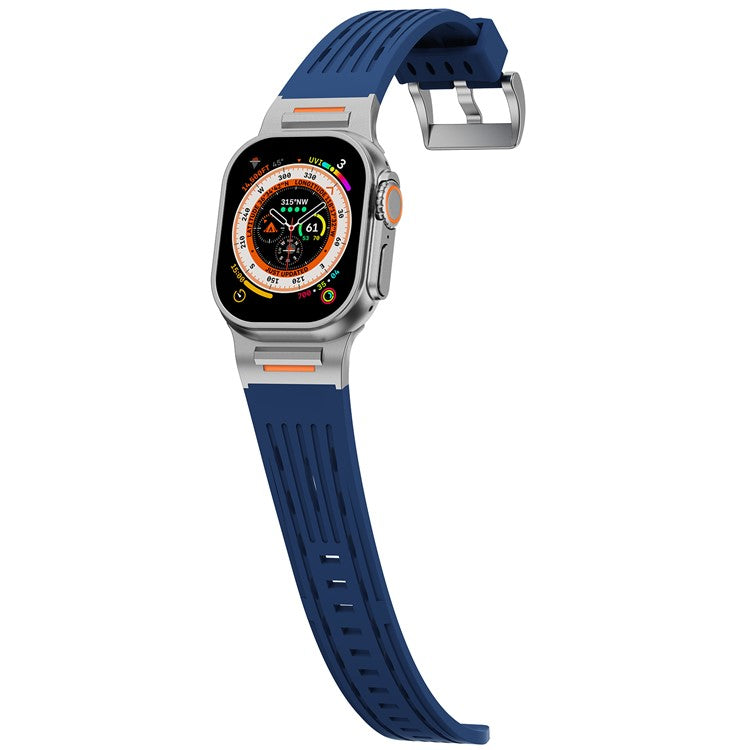 Multiple Holes Watch Strap for Apple Watch Series 10 46mm / Ultra 2 / Ultra 49mm / 9 8 7 45mm / SE (2023) SE (2022) SE 6 5 4 44mm / 3 2 1 42mm - Midnight Blue