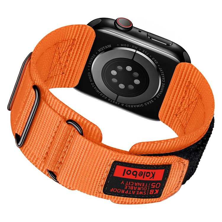 KALEBOL 3-ring Nylon Strap for Apple Watch Series 10 46mm / Ultra 2 / Ultra 49mm / 9 8 7 45mm / SE (2023) SE (2022) SE 6 5 4 44mm / 3 2 1 42mm - Orange