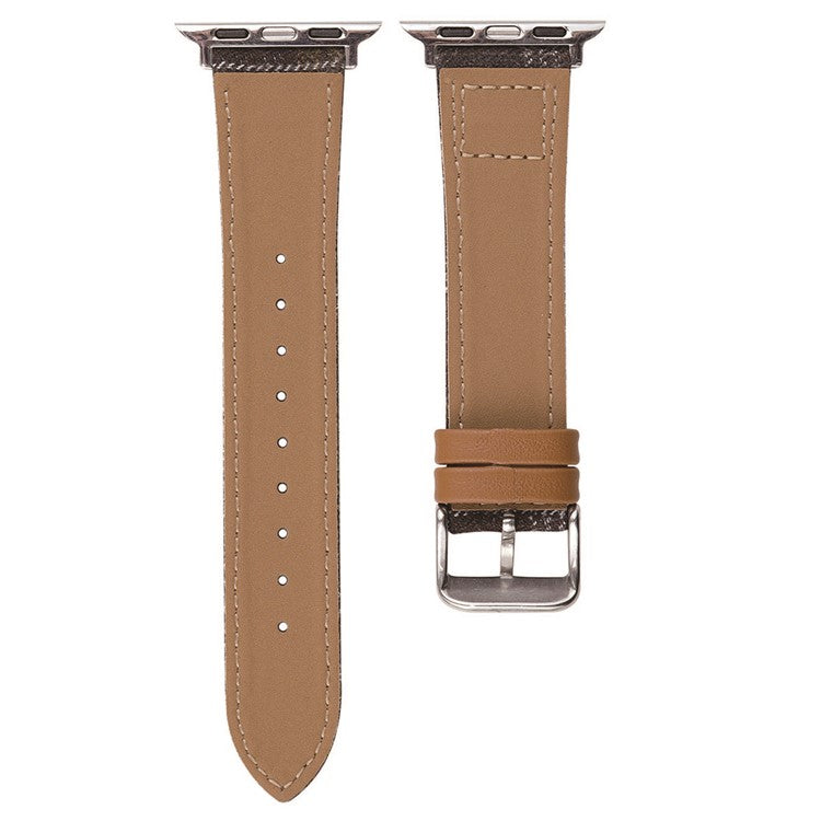 Wool + Leather Strap for Apple Watch Series 10 46mm / Ultra 2 / Ultra 49mm / 9 8 7 45mm / SE (2023) SE (2022) SE 6 5 4 44mm / 3 2 1 42mm - Blue