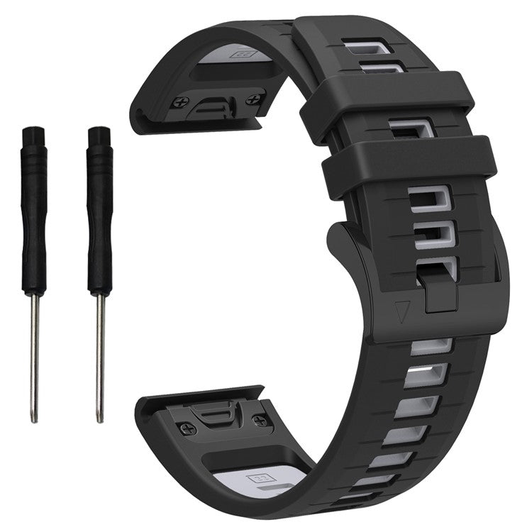 For Garmin Fenix 8 51mm / Enduro 3 / Fenix 7X / 7X Pro Quick Release Watch Band Dual Color 26mm Silicone Wrist Strap - Black / Grey