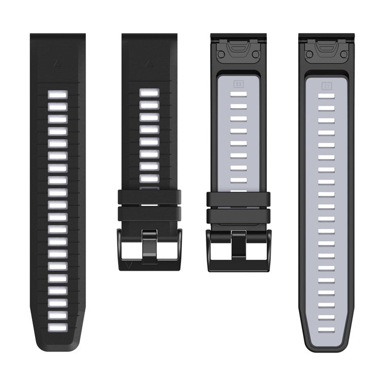 For Garmin Fenix 8 51mm / Enduro 3 / Fenix 7X / 7X Pro Quick Release Watch Band Dual Color 26mm Silicone Wrist Strap - Black / Grey