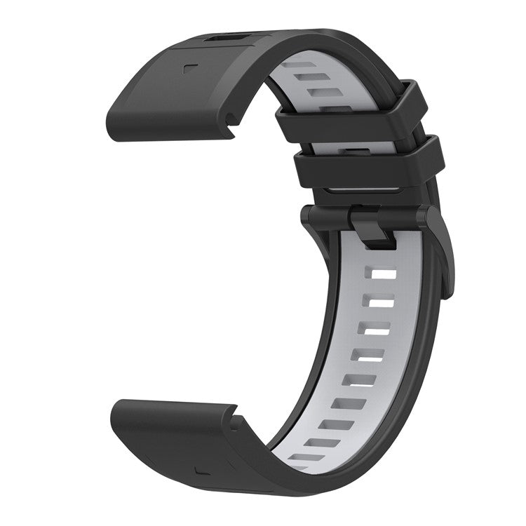 For Garmin Fenix 8 51mm / Enduro 3 / Fenix 7X / 7X Pro Quick Release Watch Band Dual Color 26mm Silicone Wrist Strap - Black / Grey