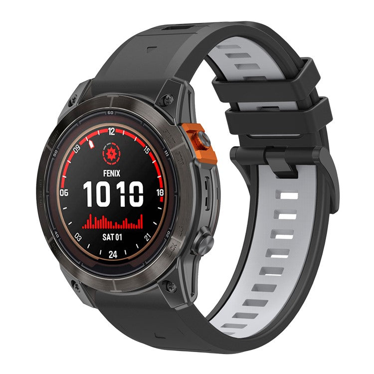 For Garmin Fenix 8 51mm / Enduro 3 / Fenix 7X / 7X Pro Quick Release Watch Band Dual Color 26mm Silicone Wrist Strap - Black / Grey