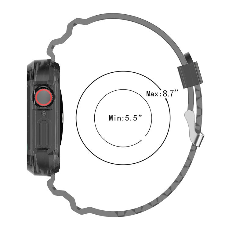 For Apple Watch Series 10 46mm Integrated Watch Band with Case Cover, Adjustable Watch Strap - Transparent Black