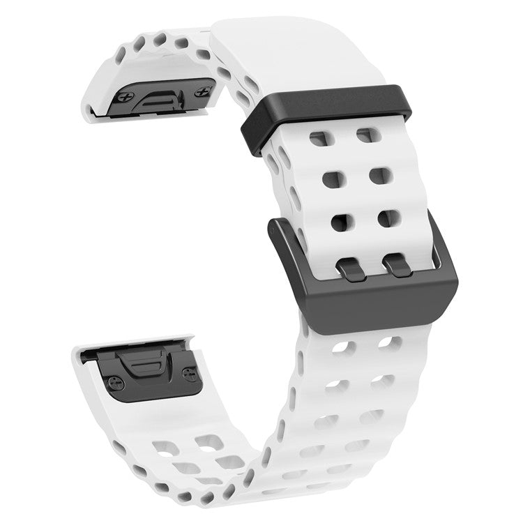 22mm Silicone Strap for Garmin Fenix 8 47mm / Fenix E 47mm / Quatix 7 Pro Multiple Holes Watchband - White