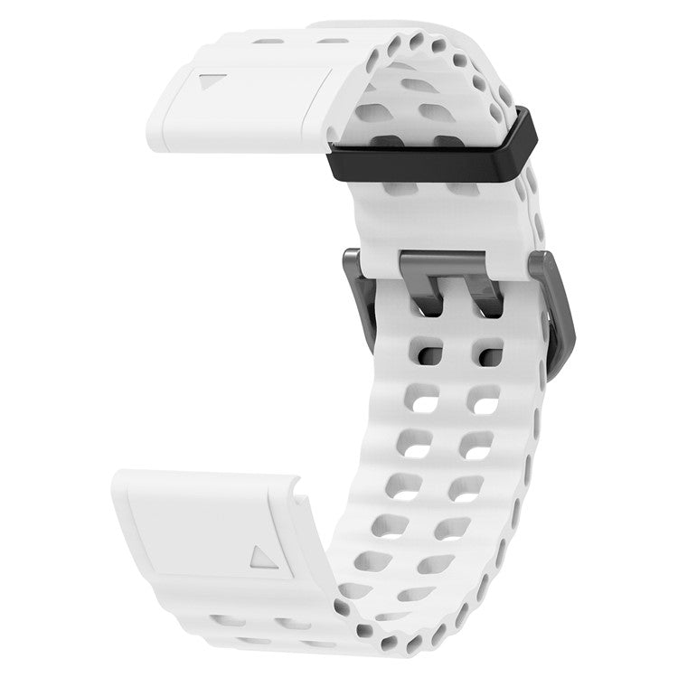 22mm Silicone Strap for Garmin Fenix 8 47mm / Fenix E 47mm / Quatix 7 Pro Multiple Holes Watchband - White