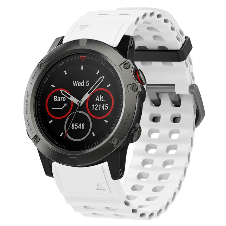22mm Silicone Strap for Garmin Fenix 8 47mm / Fenix E 47mm / Quatix 7 Pro Multiple Holes Watchband - White