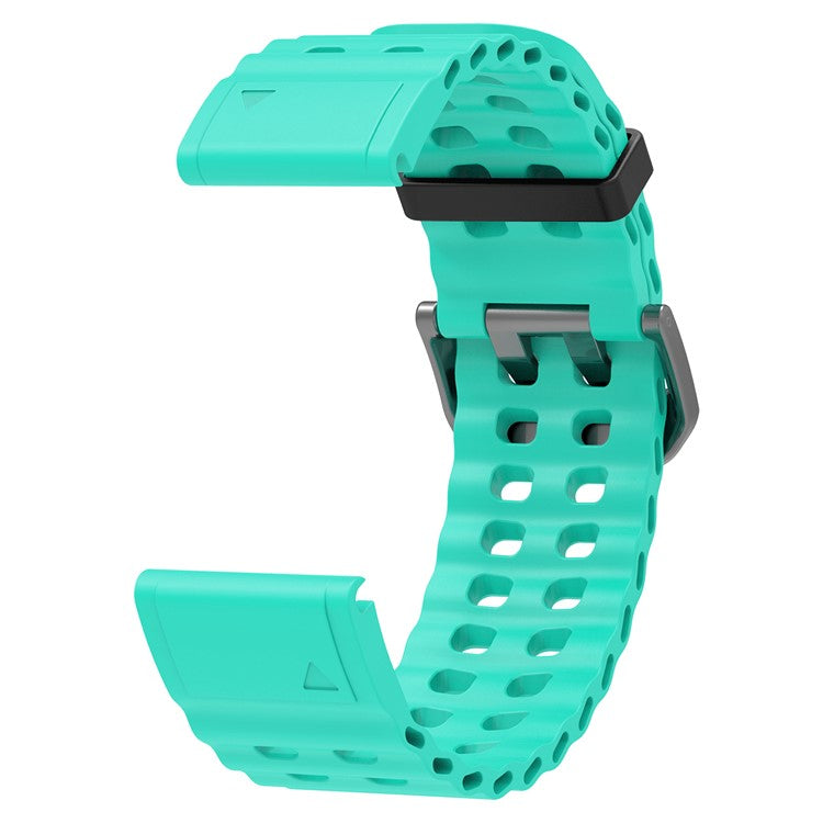 22mm Silicone Strap for Garmin Fenix 8 47mm / Fenix E 47mm / Quatix 7 Pro Multiple Holes Watchband - Teal Green